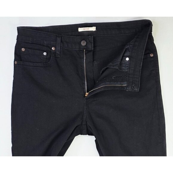 Levi's Size 33x32 Womens 726 Flare Black Denim Egyptian Cotton Logo Tag Jeans - Picture 12 of 13